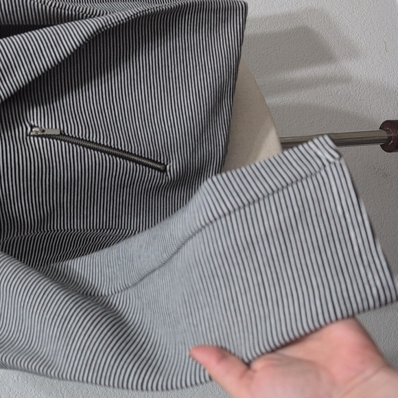 Premise Textured Black & White Striped Open Blazer Zippered Pockets Women Small - Picture 5 of 10